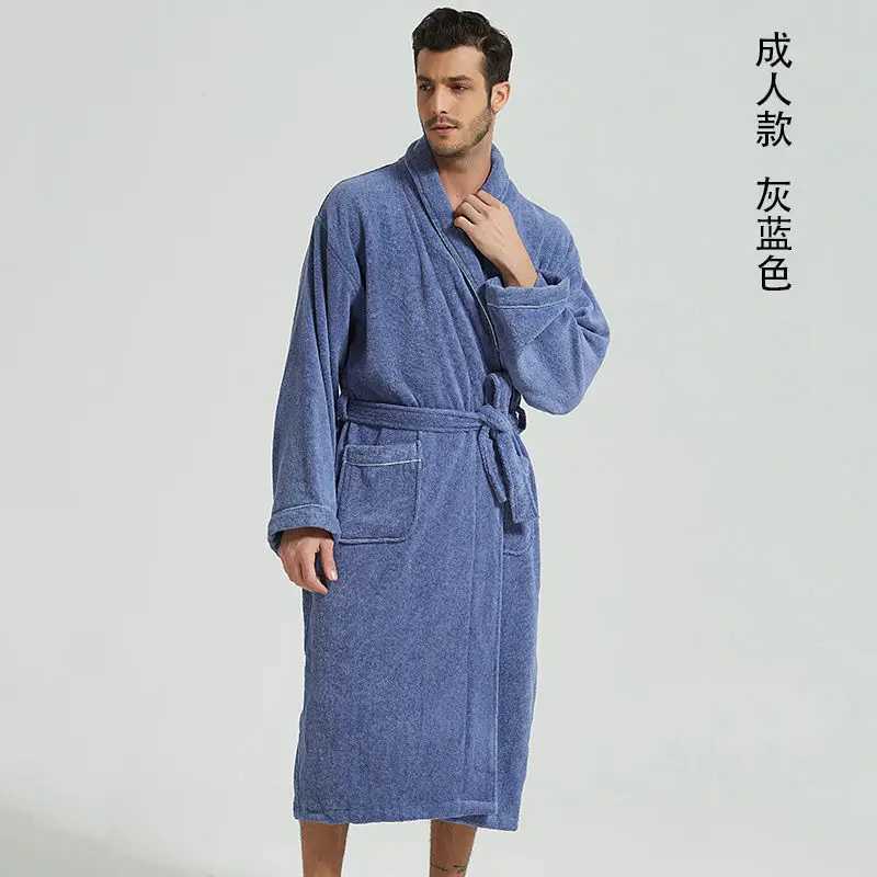 Winter Bath Robe Male Blanket Fleece Nightgowns Spa Bathrobe Men Soft Nightwear Robe Man Long Sleeve Kimono Homewear Robes C251104