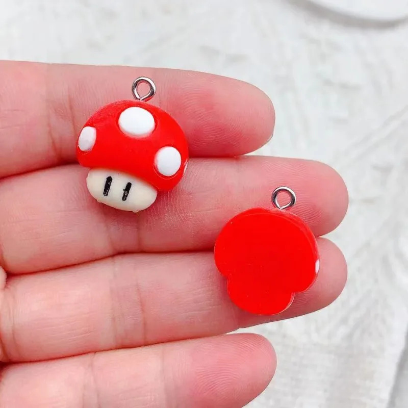 10 Fun Game Cartoon Mushroom Resin Charm Cute Flat Back Pendants for Earrings Bracelets Keychains DIY Jewelry Making 250325