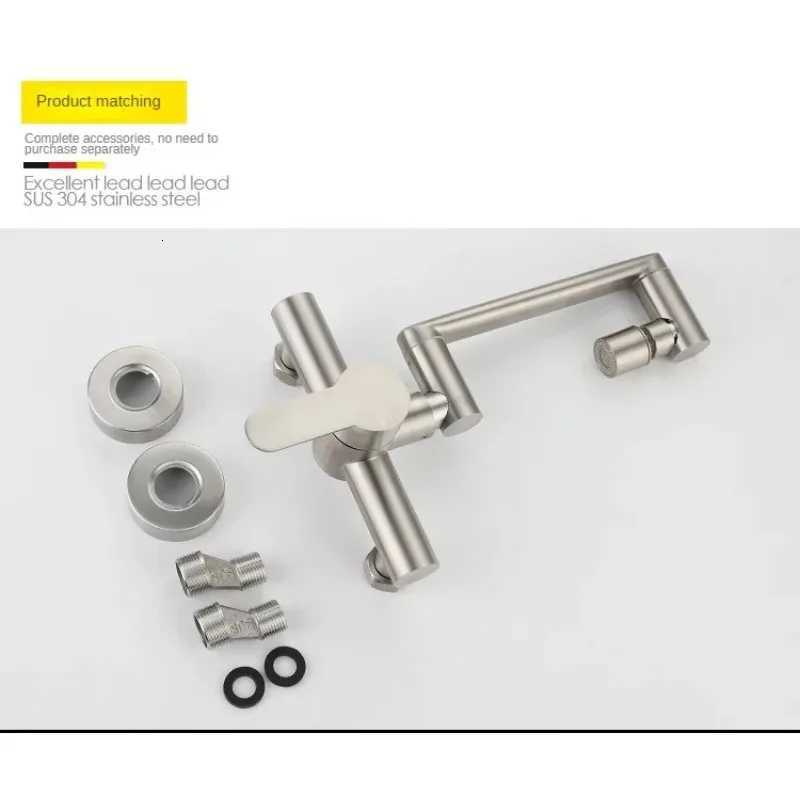 Wall Mount Faucet with Sprayer 76-84 Inch Center Cmercial Kitchen Sink Faucet Stainless Steel Mixer Tap Laundry Sprayer Y251104