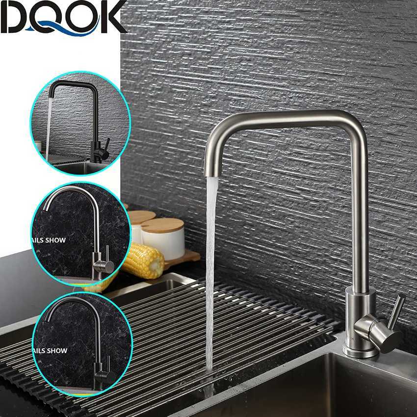 Black Kitchen Faucet Stainless Steel Kitchen Mixer Single Handle Single Hole Kitchen Faucet Bed Nickle Mixer Sink Tap Y251104
