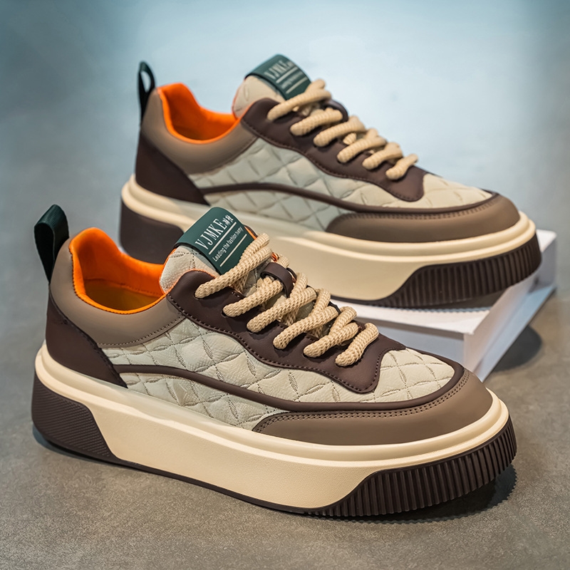 Designer new casual shoes men's low top thick sole increase student sports skateboard shoes leather men's shoes in a variety of colors 39-44