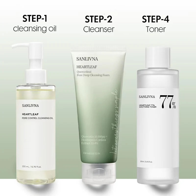 Sanlivna Korean Skincare Heartleaf 3Piece Set Soothing Cleanse Pore Care with Quercetin 251030