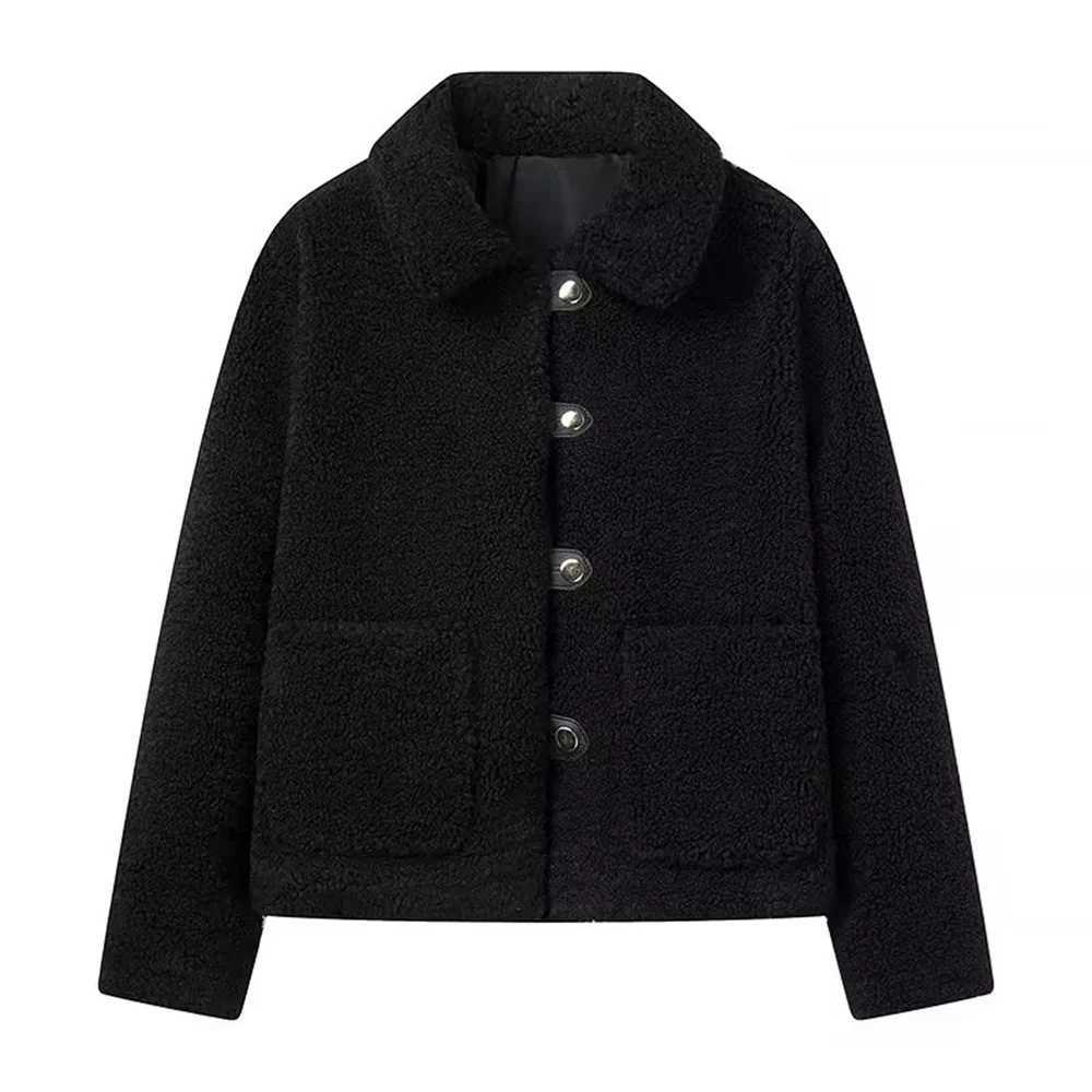 AutumnWinter New Product Womens Fashion and Casual Versatile Buckle Decoration Brushed Jacket Coat J251103