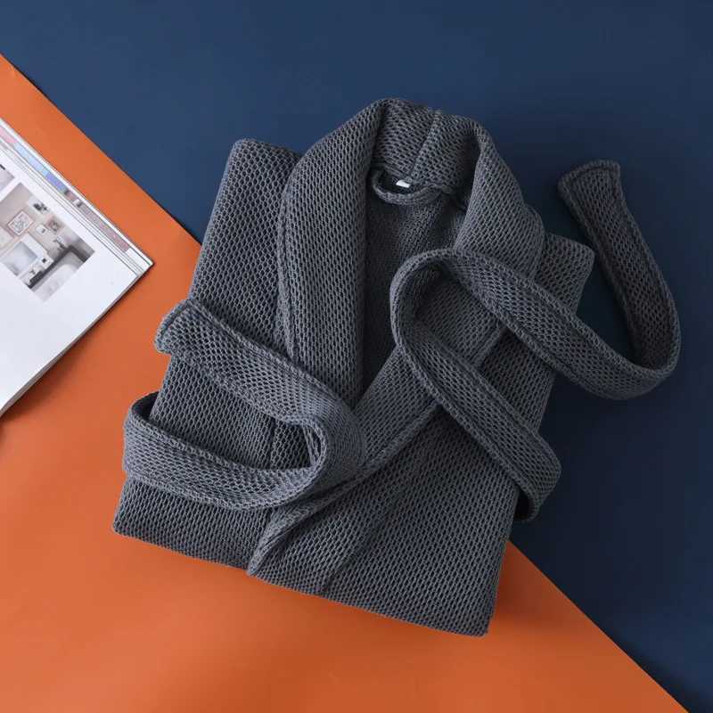 Top Quty Waffle Towel Cotton Bathrobe for Men Women Hotel Home Wear Bath Bathrobes Autumn Winter Thicken Warm Man Robe C251104