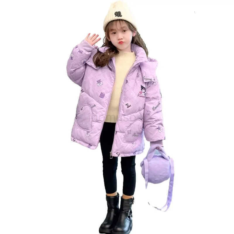 Sanrio Kuromi Girl Down Cotton Clothes Sanrios New Winter Kawaii Cartoon Child Thicken Cotton Coat Girl Coat Cotton Padded Jacket gifts H251104
