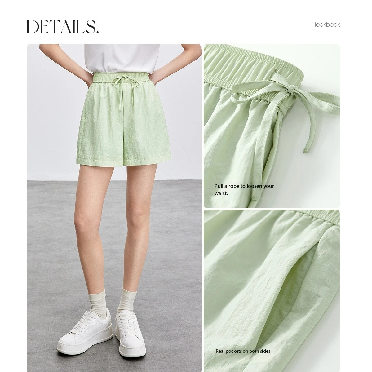 SENTUBILA solid color womens shorts for spring and summer 2025 casual brushed waist straight through clothing 151K87925 250401