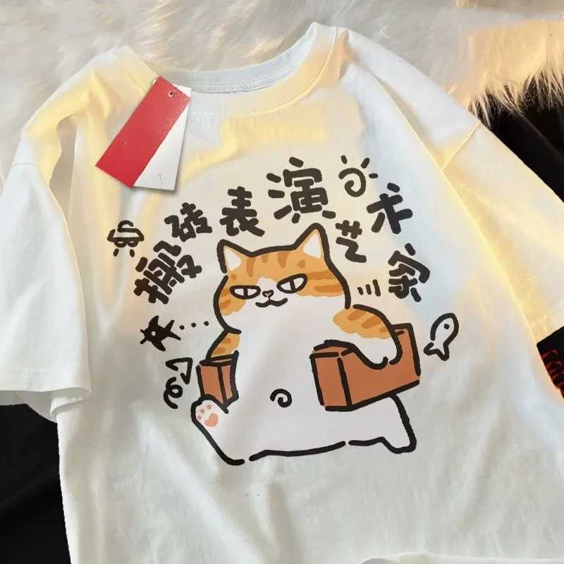 ZAZOMDE 2025 Premium High-Street Cat Pattern Plus Size Round-Neck T-Shirt For Men Women Cotton Top Tees Breathable 3-Color W250403