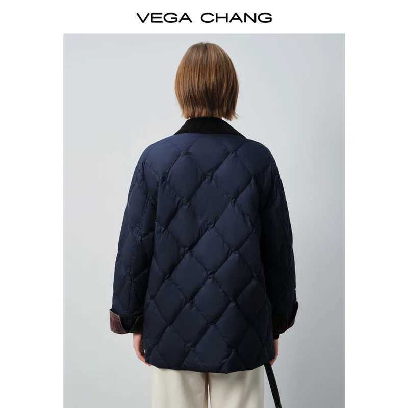 Vega Chang New Winter Womens down Jacket Retro Color Matching 90 White Duck down Jacket J251104