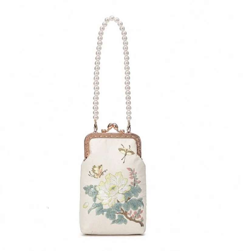 Bamboo Knot Banquet Handbag Chain Bar Metal Buckle Embroidered Pearl Bag crochet bag embroidery gifts