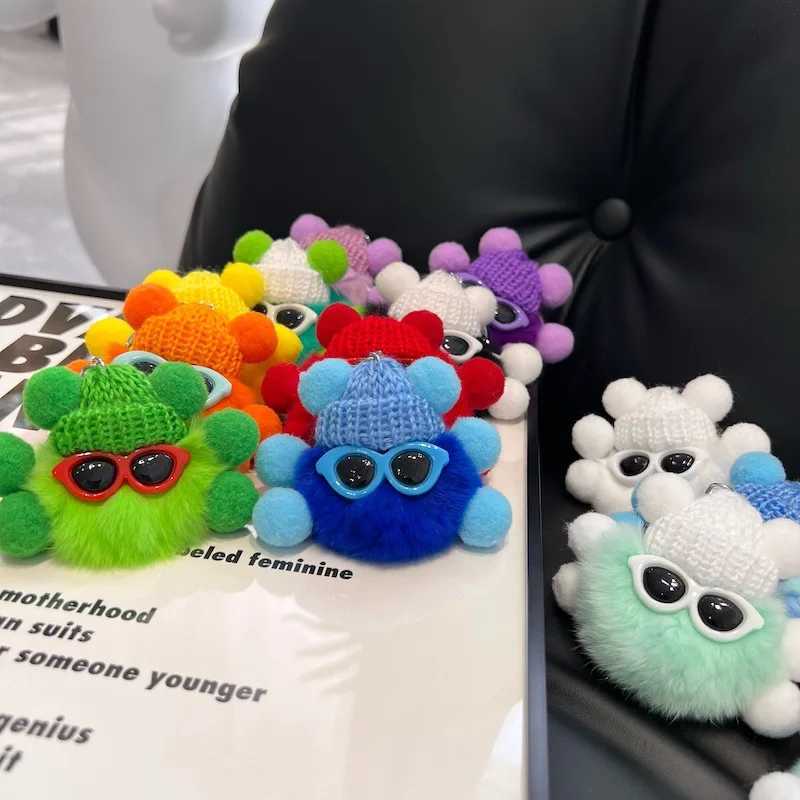 Keychain Imitation Otter Rabbit Fur Small Coal Ball Plush Pendant Keyrings Accessories for Women Bag Hanging Decoration Kid Gift C251104