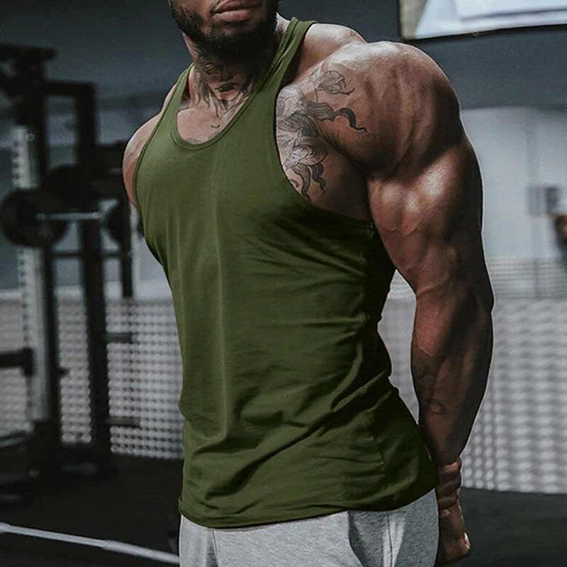 Europe and the United States summer leisure sports training vest mens solid color large size sleeveless vest 250402