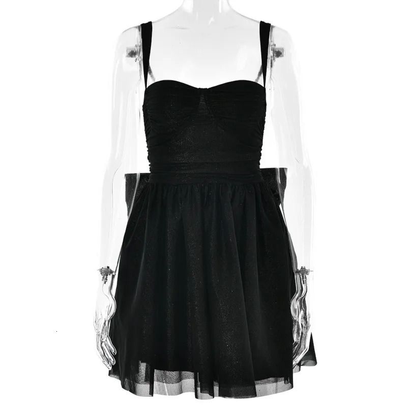 Townlike Bow Sparkle Glitter Sexy Party Dress Women Spaghetti Strap Mini Spring Summer Dress Waist Wrap A-line Dresses 250401