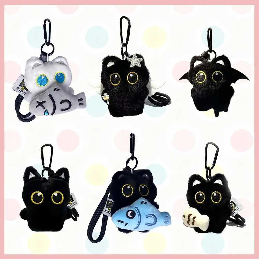 Cute Cartoon Plush Black Cat Keychain Bag Pendant Decoration Kawaii Stuffed Doll Toy Car Keyring Accessories Couples Gift C251104