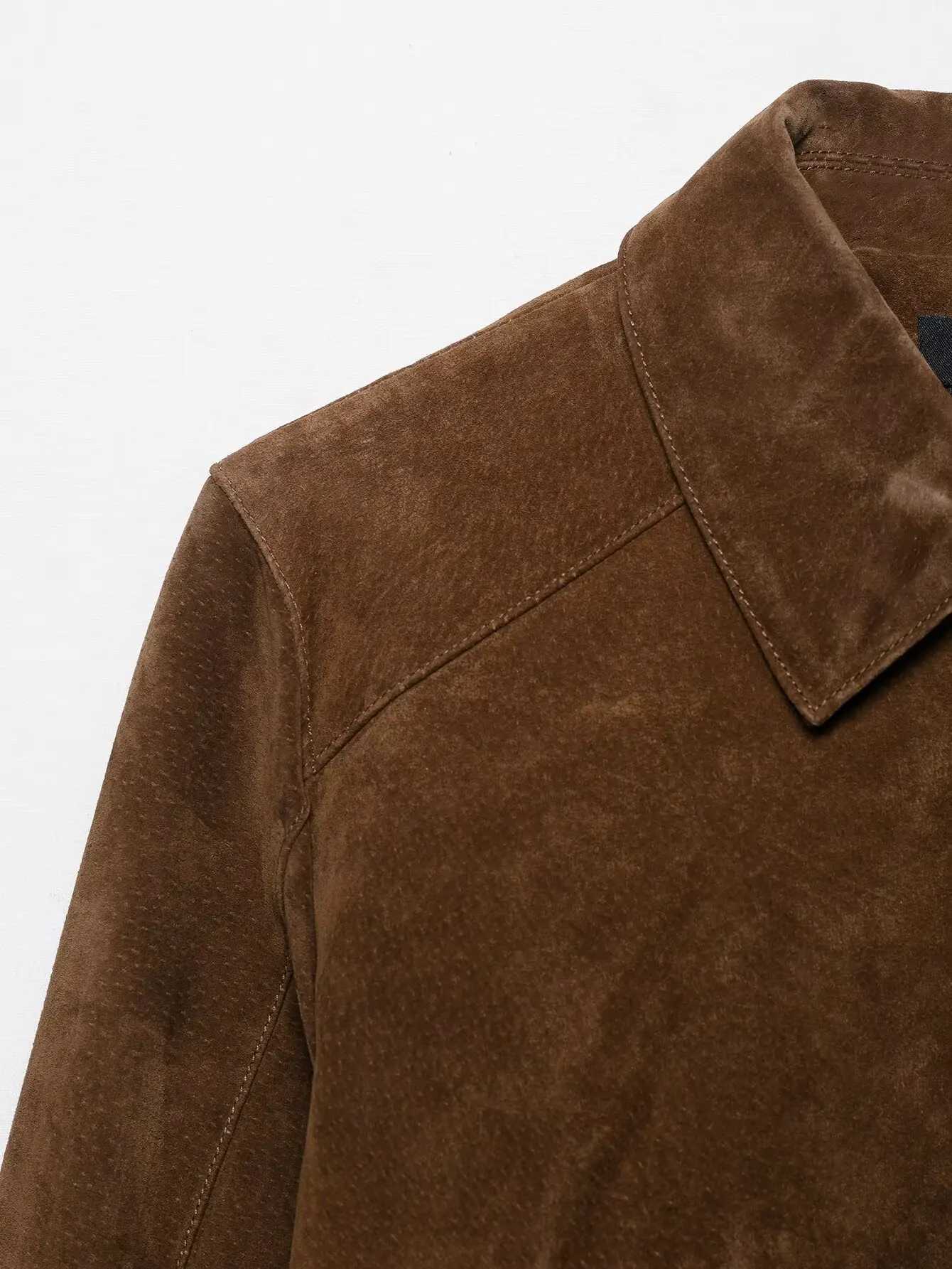 2025 Fashion Womens Casual Suede Jackets Coat Female Zipper Long Sleeve Pockets Coats Winter Lady Commute Jacket Streetwear J251103