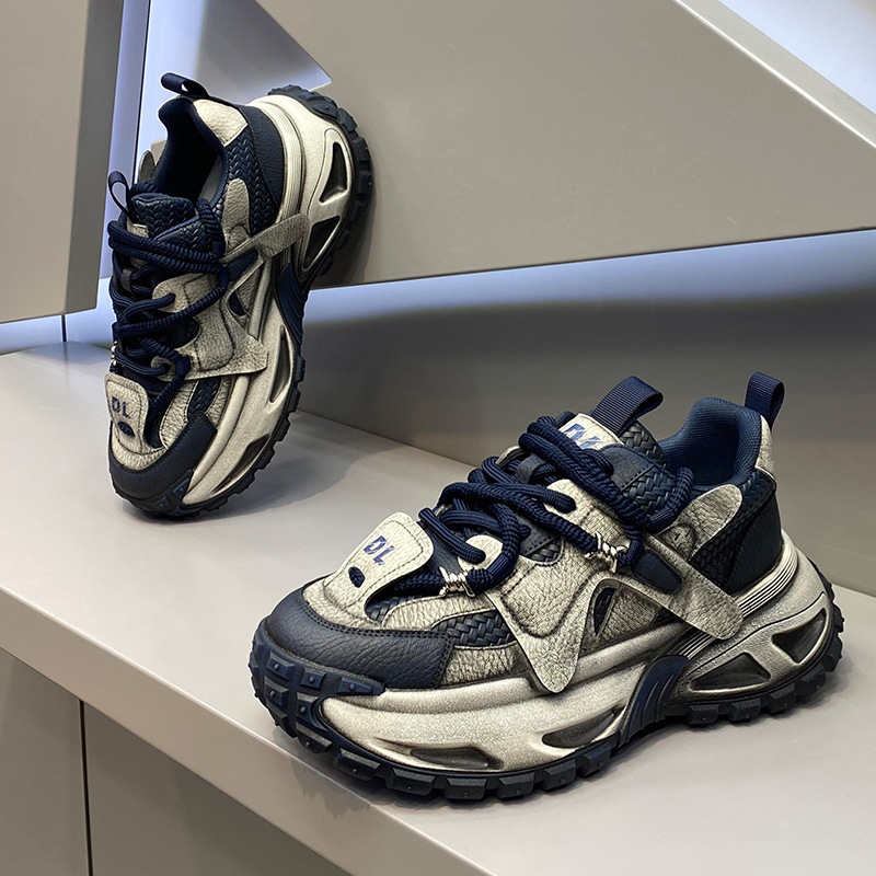 European Men's Shoes 2025 Autumn Winter New Trendy Brand High-End Big Toe Wide Foot Sports Casual Height-Increasing Dad Sneakers