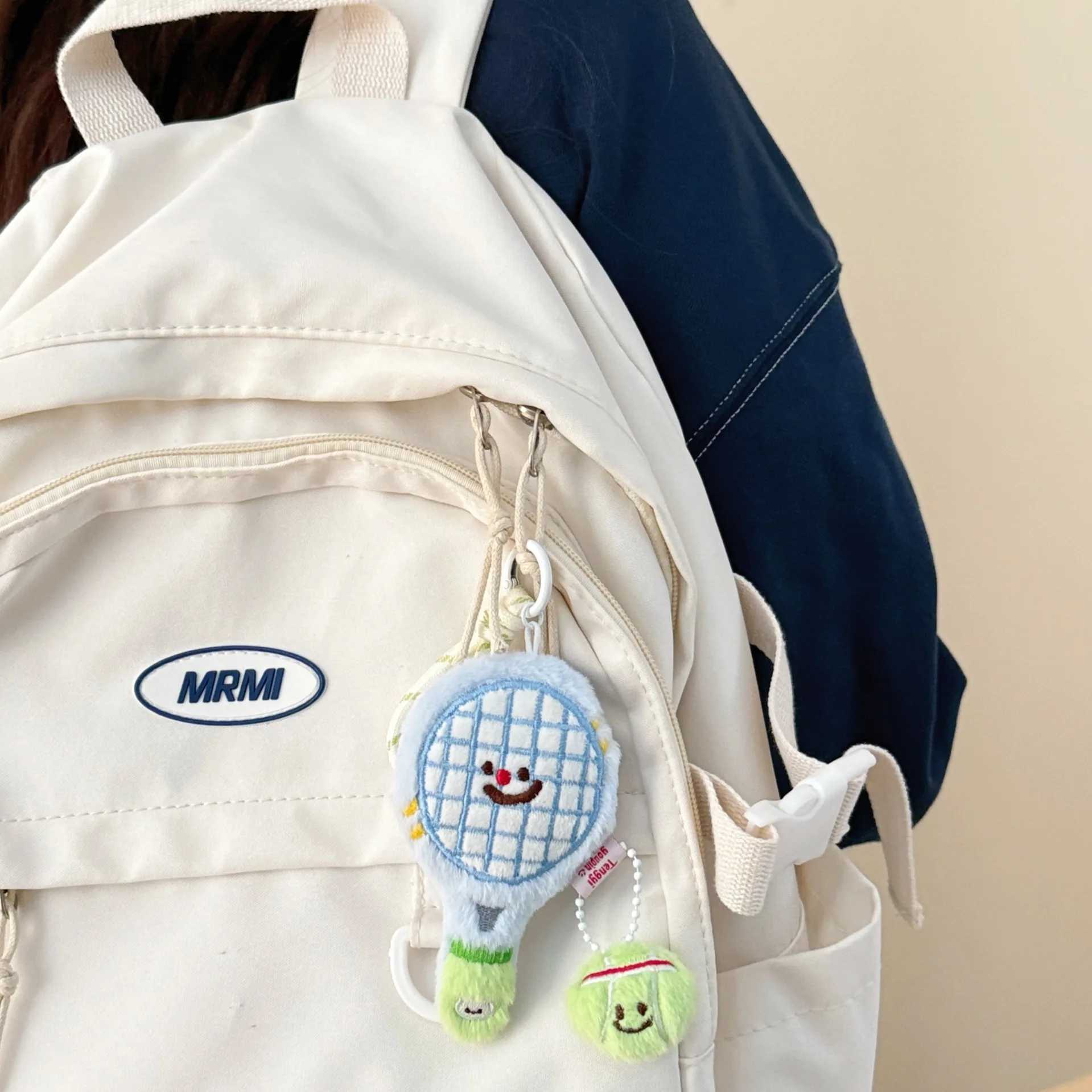 Cute plush tennis racket figurine pendant bag keychain pendant couples best friend pendant C251104