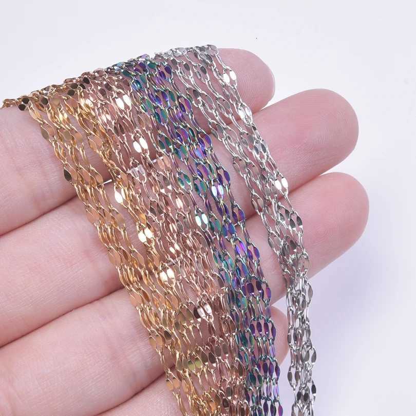 10pcs/Lot Lips Chains Rose Gold/Rainbow/Silver/Gold Color 405cm Stainless Steel Chain Necklaces For Women Girl DIY AccessoriesXJ251104