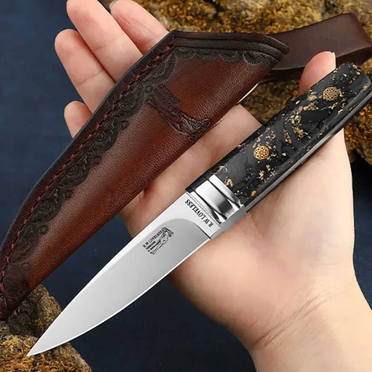 Outdoor Knife M390 High Hardness Nordic Small Straight High Gloss Mirror Harvester Knife Wilderness Survival Knife Fruit KnifeT250402
