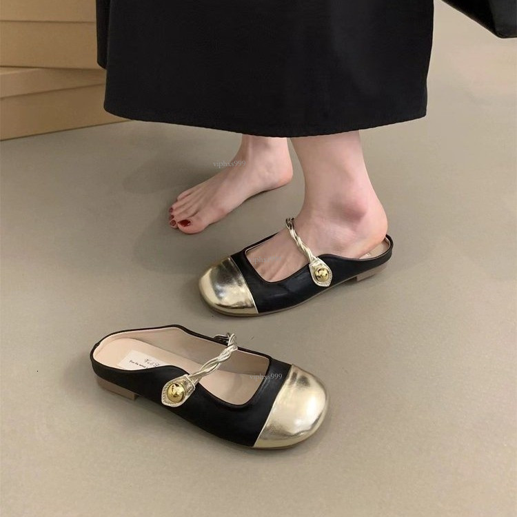 New Designer Sandals With Free Shipping Flat Bottomed French Small Fragrant Style Baotou Slippers Women's For Outdoor Wear Soft Sole Half Support