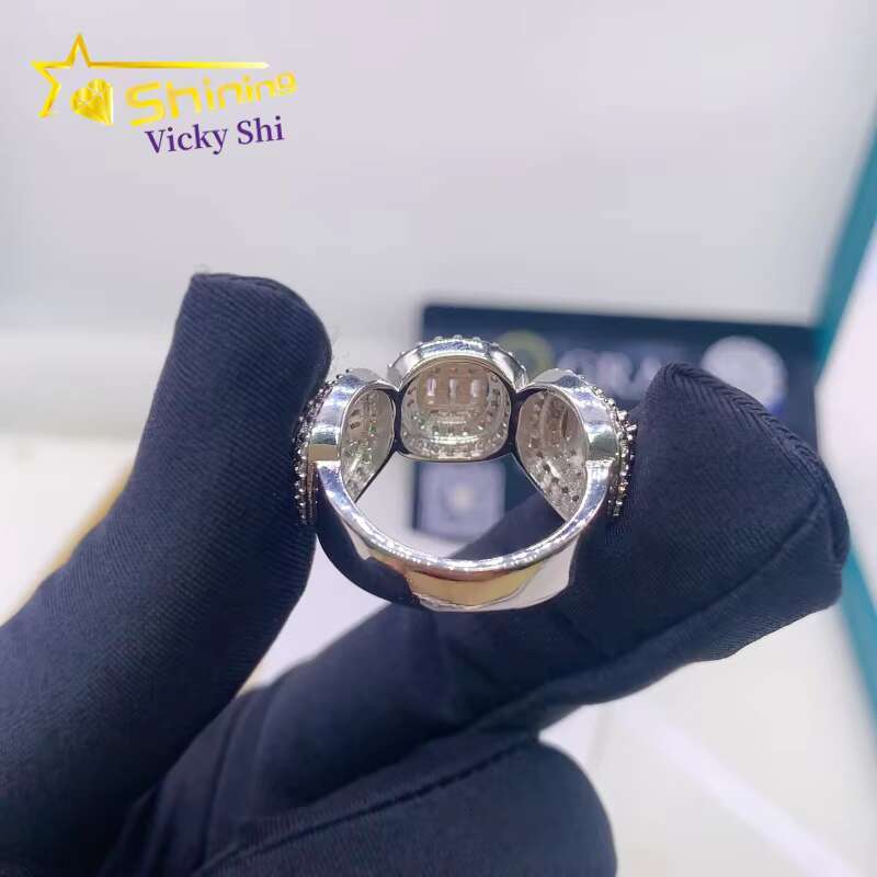 Shining Jewelry Hot Selling Hip Hop Ring High Quality 925 Sterling Silver Ice Out Moissanite Men Diamond Ring