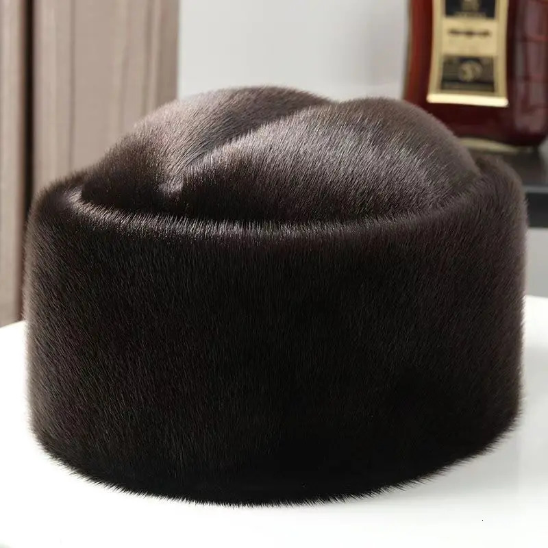 Thick Fur Caps Winter Keep Warm Brown Black Brown Hats Beret for Men Elegant Fashion Bonnet Europe and America Style 251104