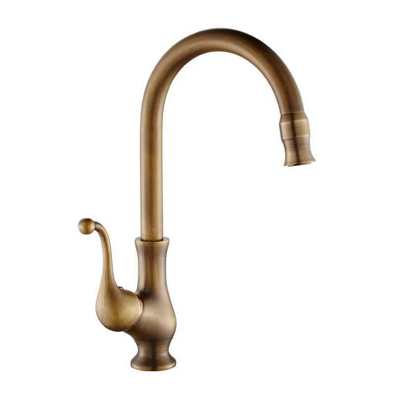 Antique Brass Kitchen Faucet Bronze Single Handle Hot and Cold Water Kitchen Sink Taps Basin Mixer Y251104