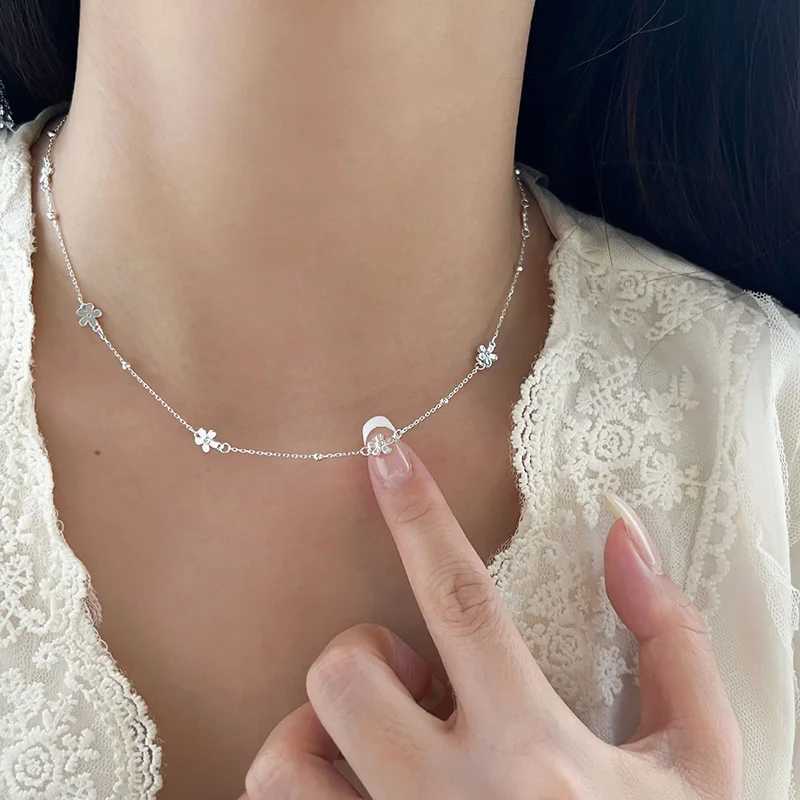 New 925 Sterling Silver Classic Multiple Flower Combinations Choker Necklace For Girl Neck Women Wedding Party Gift Fine JewelryXJ251104