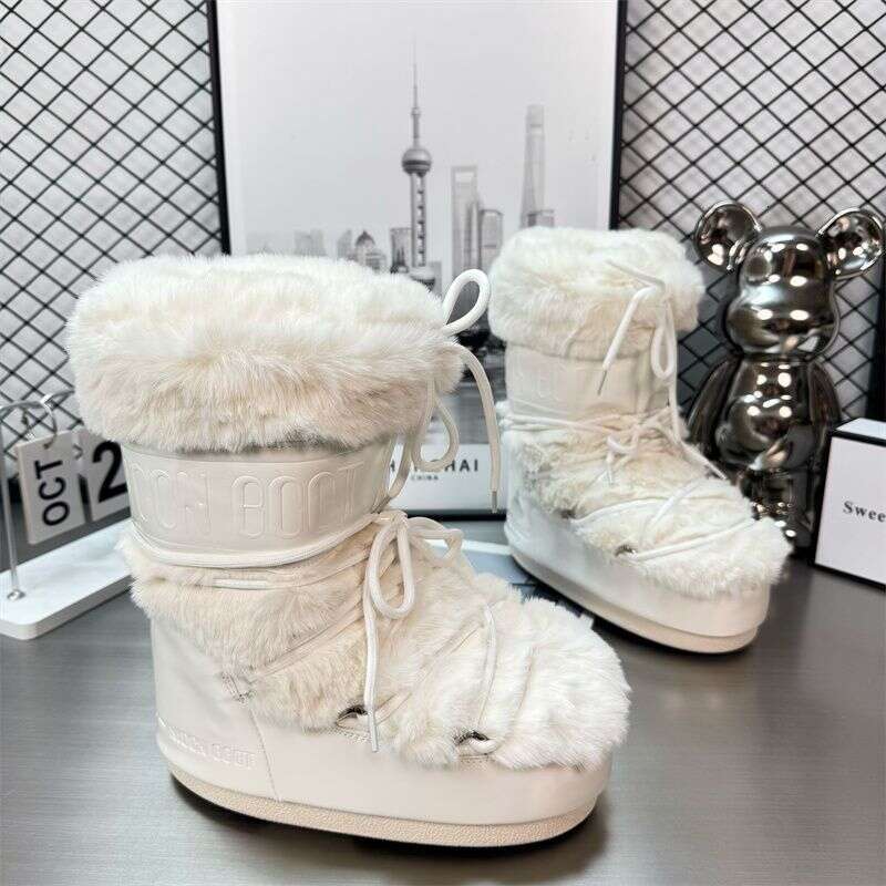 2025 Lightweight Winter New Warm Furry Space Ski Non-Slip Thick Sole Height Increasing Moon Snow Boots For Women