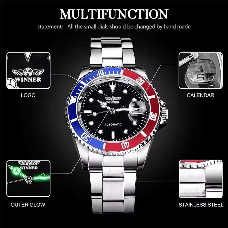 WINNER 002 Fashion Accessories Mens Automatic Mechanical Watch Luxury Calendar Night Light Leisure Mens Watch reloj hombreT251104