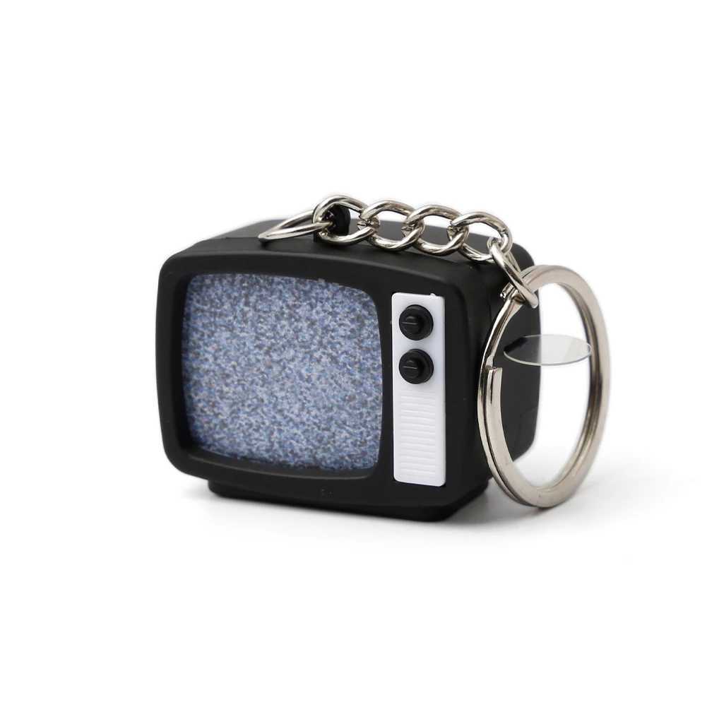 Mini Retro Tv Keychain Screen Without Signal Horror Customized Screen Pattern LED Sound TV Model Keyring For Bag Charms Key RingW251103