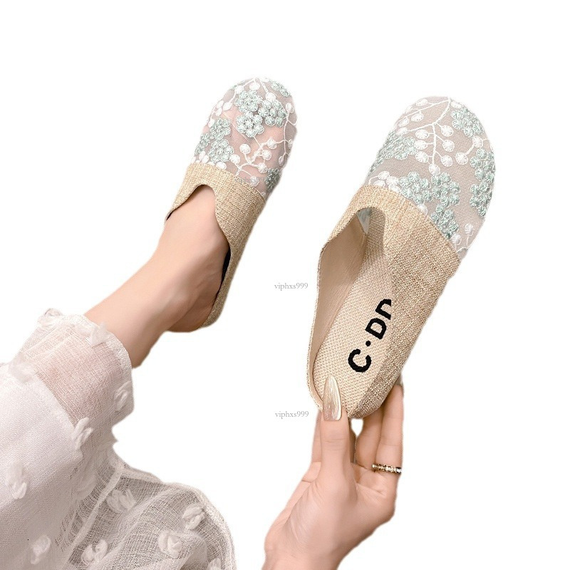 New Designer Sandals With Free Shipping Fishermen's Shoes With Toe Caps And Half Slippers For Women's Summer Outdoor Wear Linen One Foot Off