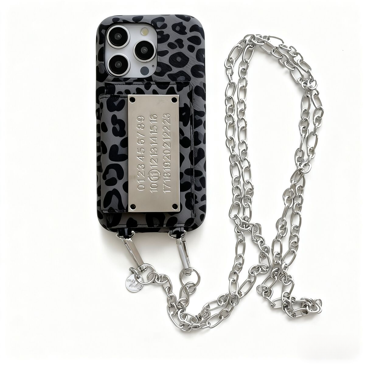 INS Leopard Print Crossbody Calendar Card Holder Phone Case Compatible with iPhone 17/16/15 Pro Simple Shockproof
