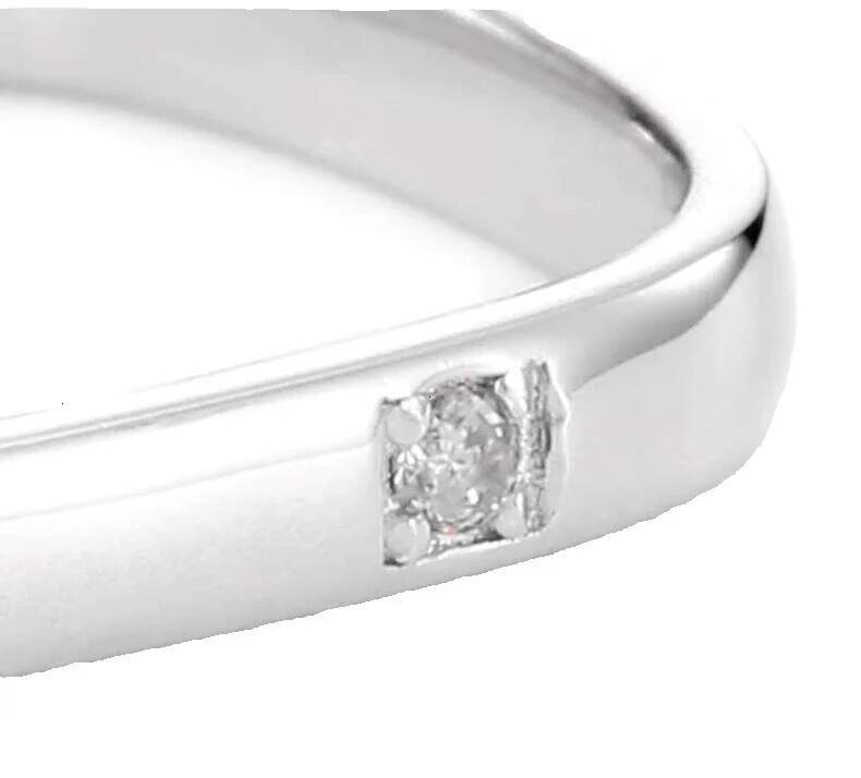 XXOFF Silver Inlaid South African Genuine Diamond Simple Plain Band Square Ring Niche Light Luxury Couple Rings 2022 New Model