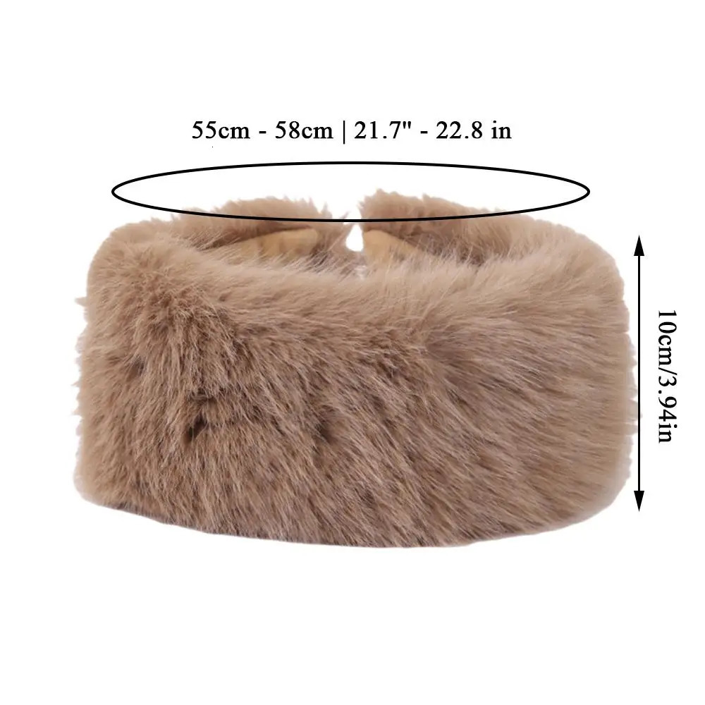Winter Lmitation Fur Thickened Fluffy Headband Plush Solid Color Headwear Outdoor Windproof Ear Warmer Head Cover Ski Cap 251103