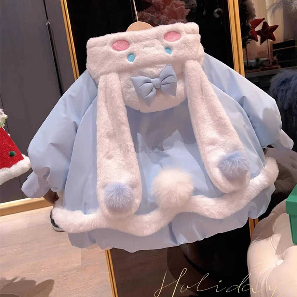 Sanrio Cinnamoroll Lolita Anime Blue Down Jackets Cartoon Girl Kids Fashion Kawaii Winter Sanrios Birthday Party Role Play Cute Jacket H251104