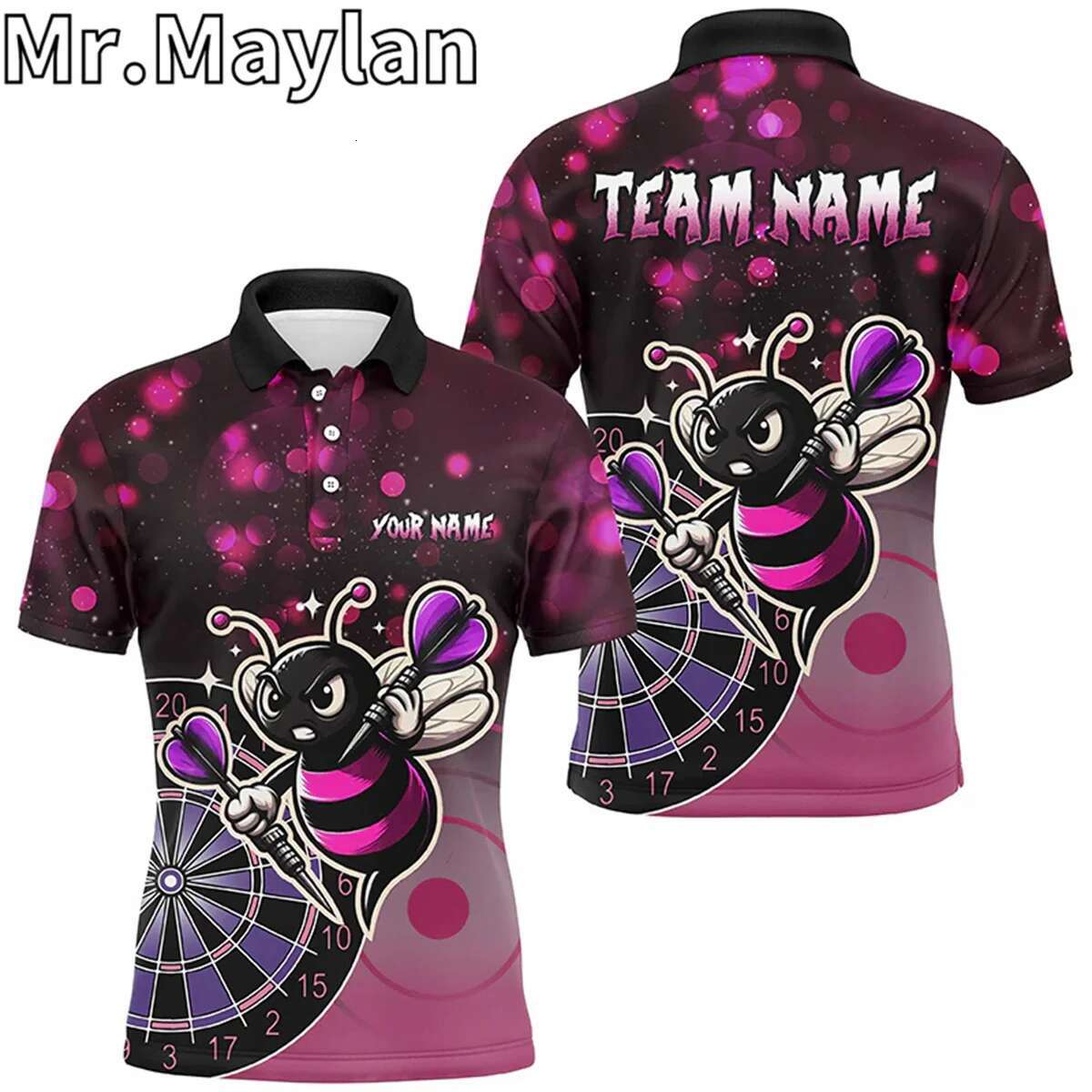 3D Funny Personalized Pink Flamingo Custom Polo Shirt Women Team Jerseys Outfits Gifts For Darts Lovers