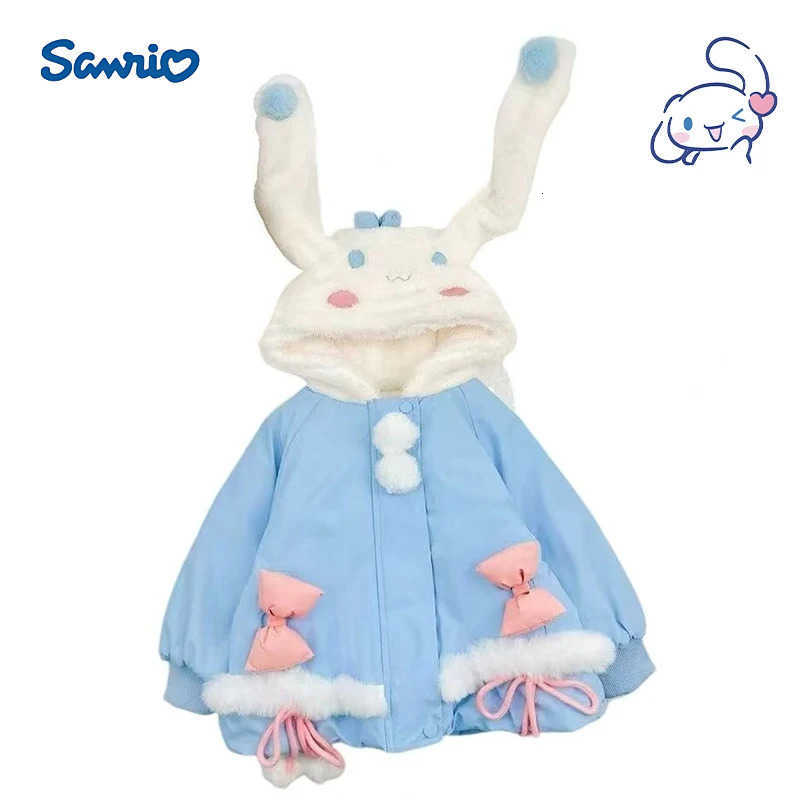 Sanrio Childrens Coat Anime Cinnamoroll Lolita Childrens Jacket Girl Plush Jackets Kids Winter Cute Hooded Warm Cotton-Padded Clothes H251104