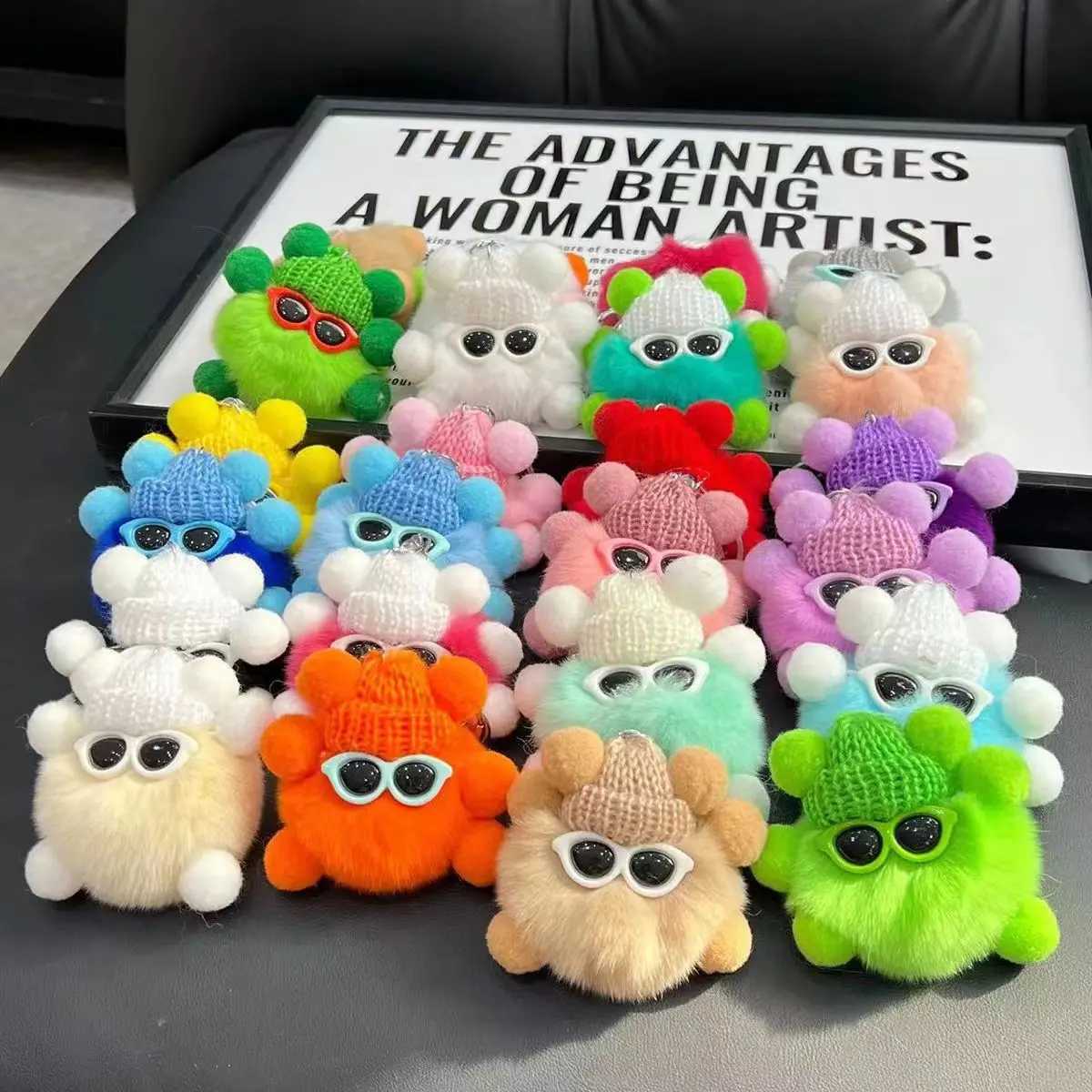 Keychain Imitation Otter Rabbit Fur Small Coal Ball Plush Pendant Keyrings Accessories for Women Bag Hanging Decoration Kid Gift C251104