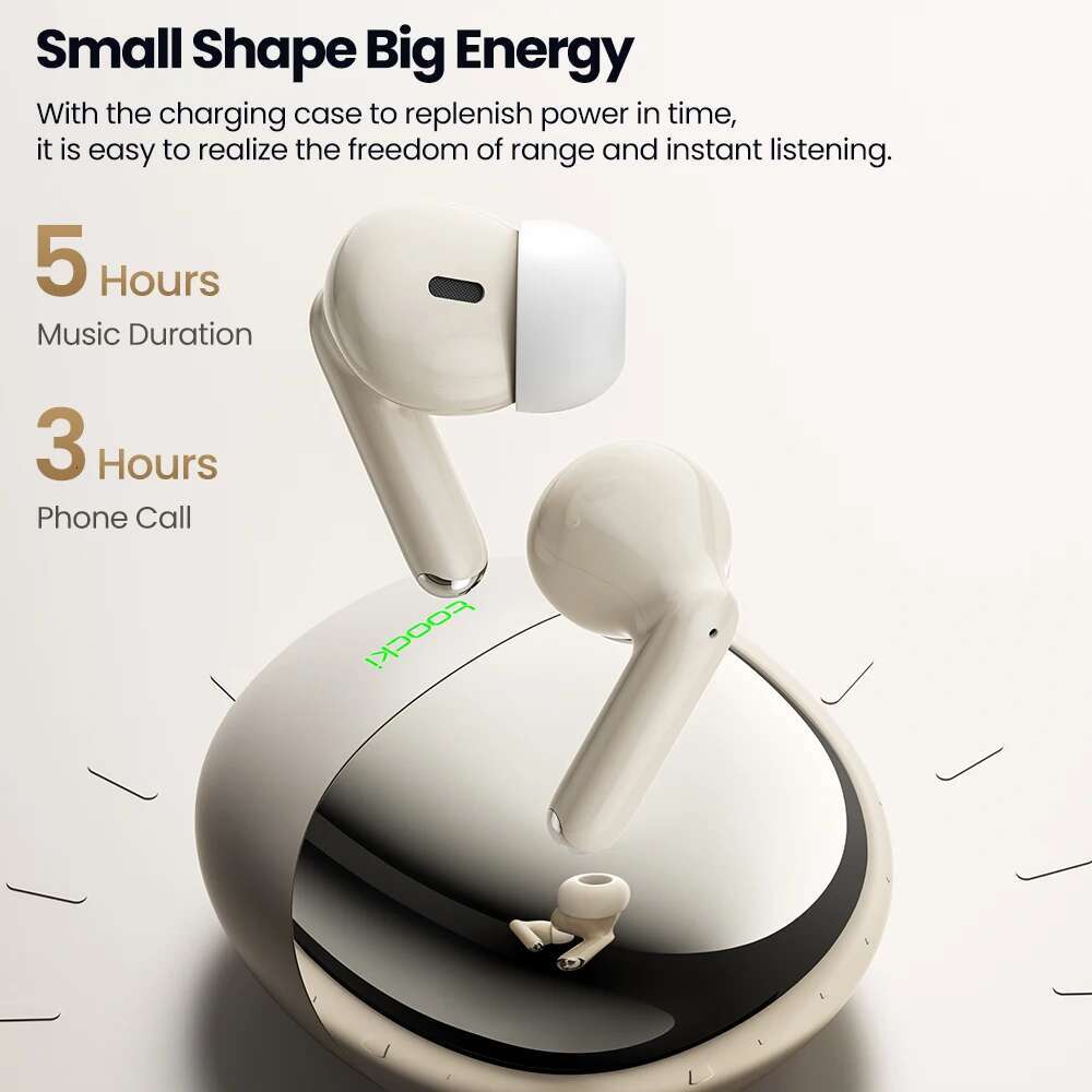 Toocki TWS Bluetooth 5.3 Earphones In-Ear Earbuds Lightweight Headsets 13mm Dynamic Coil Sport Outdoor Headphone 250mAh Battery