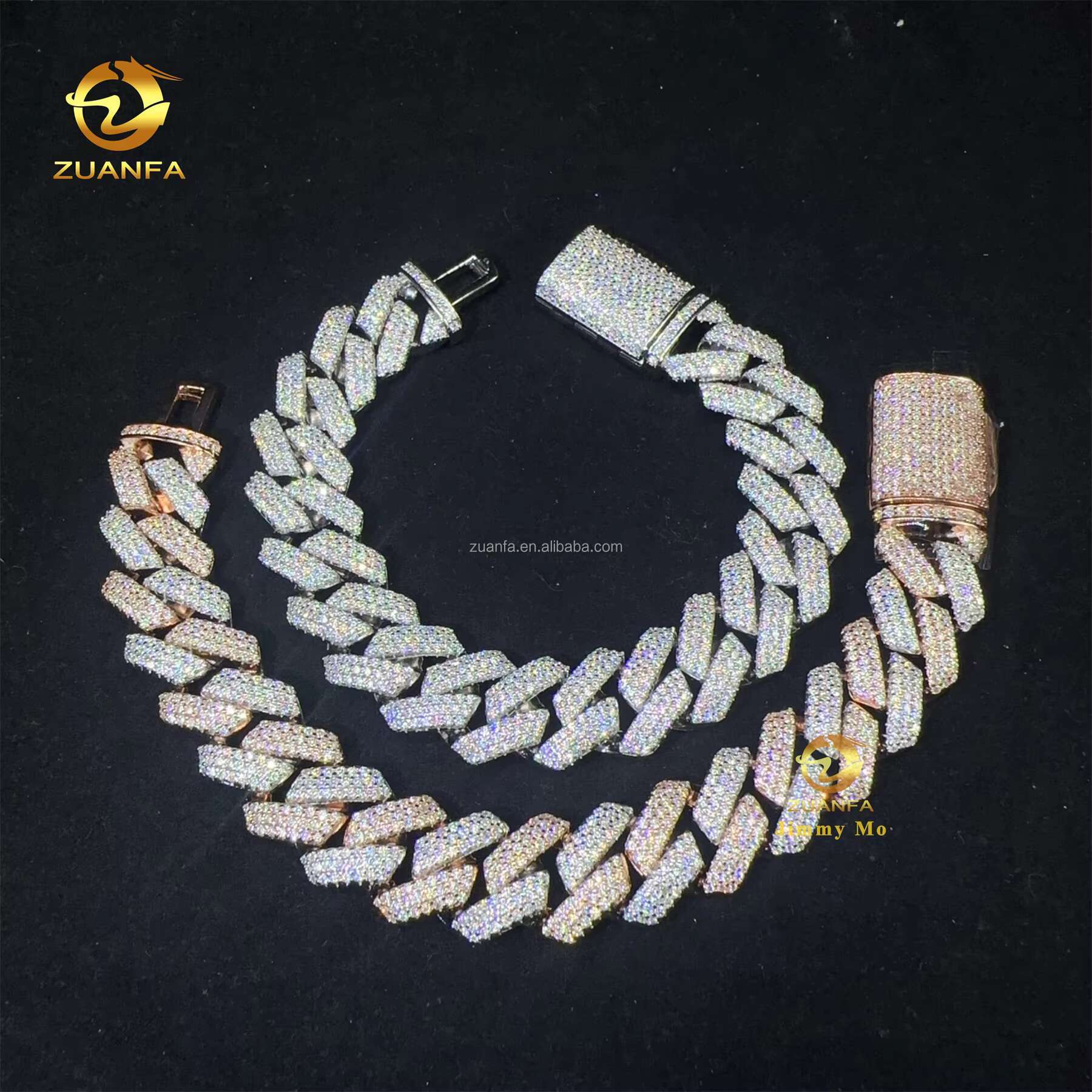 New Arrivals 15mm White Gold Two Tone Color Jewelry Luxury Man Style Hip Hop S925 Moissanite Diamond Miami Cuban Link Bracelet