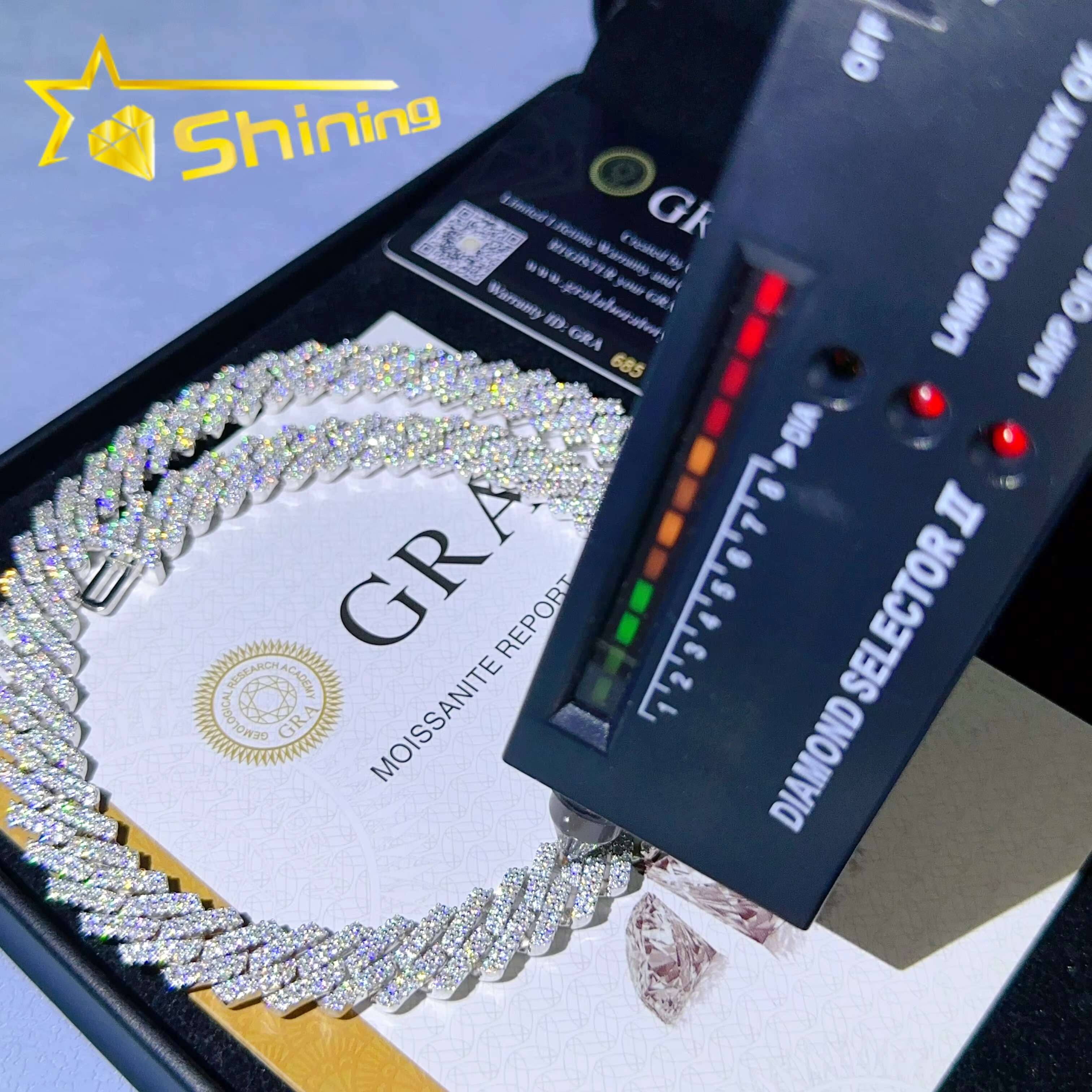 Hip Hop Jewelry Iced Out Moissanite Cuban Link Chain 12mm Fashion Men Jewelry Cuban Necklace Bracelet