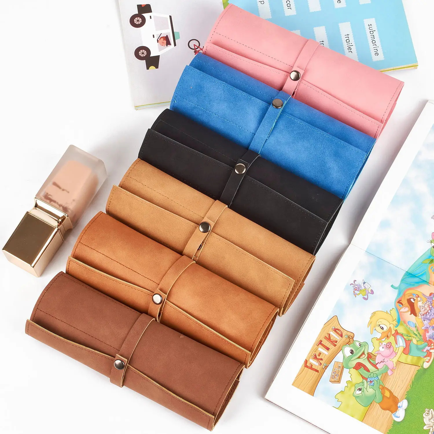 Watch Band Roll Organizer With 5 Slots Storage Box Watch Strap Smart Watch Storage Bag Leather Handmade Travel Case storage bag 251027