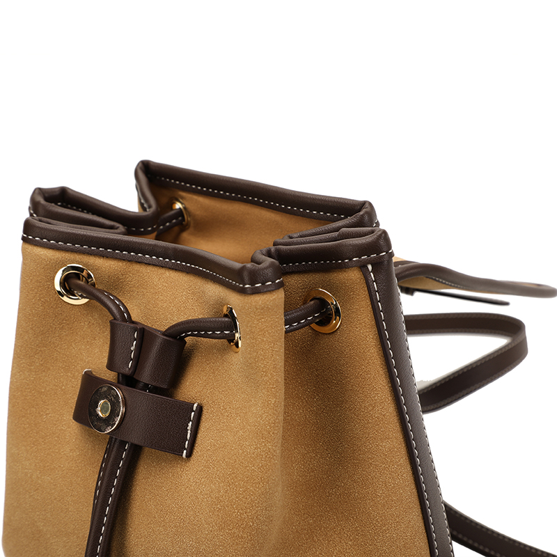 Sewafox Women's Backpack Casual Leather Backpack Waterproof Small Backpack Truffle Color Paired With Milk Tea Color