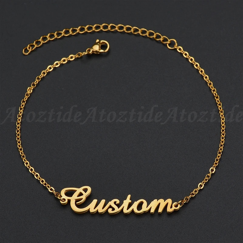 Atoz Personalized Custom Name Bracelet For Women Stainless Steel Charms Handmade Engraved Handwriting Love Bangle Gift 250327