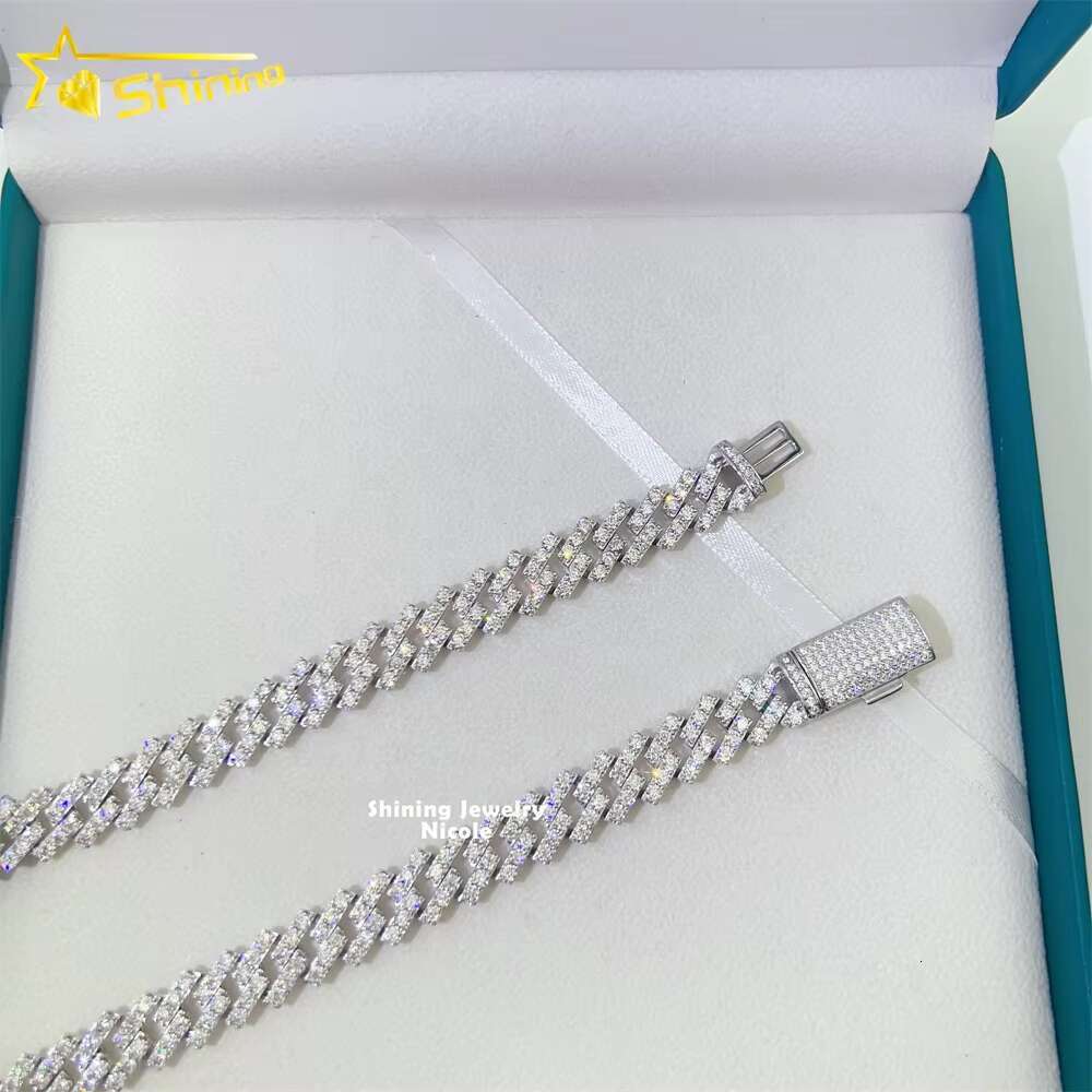 Hot Selling Men Women Necklace Hip Hop 8mm 10mm 13mm Gra Moissanite 925 Silver Iced Out Cuban Link Chain