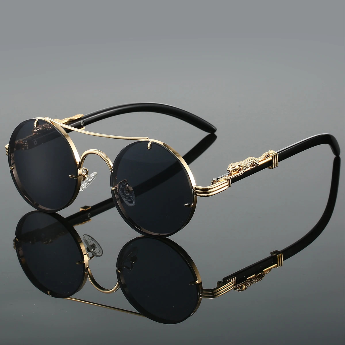 KAMMPT Retro Round Metal Sunglasses Fashion Pilot Gradient Driving Mens Sunshade Mirrors n 250325
