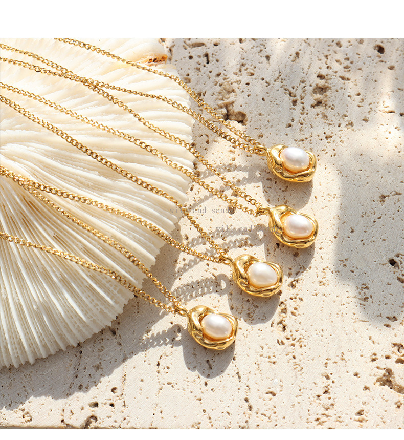 Water Pearl Necklace Charm 18k Gold Plated Chain Designer Jewelry Necklace Love Heart Pendants Fashion Jewelry for Woman Valentine Mother Day Birthday