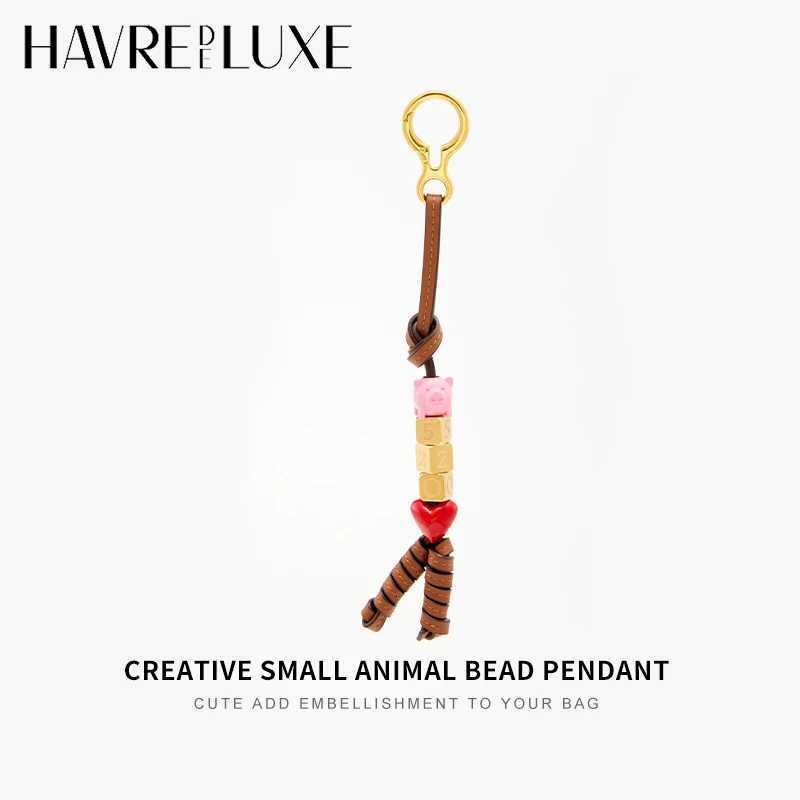 Robot Pig bead Leather bag charm for womens bag fashion decoration couple high-end keychain bag accessories C251104