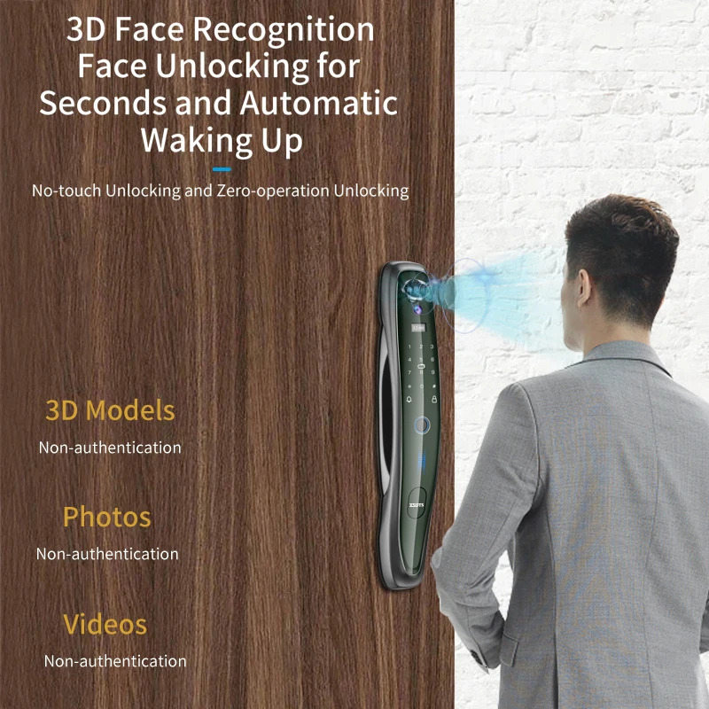 Tuya Smart 3D Face Door Lock Security Face Camera Monitor Intelligent Fingerprint Password Biometric Electronic Key Unlock 250402