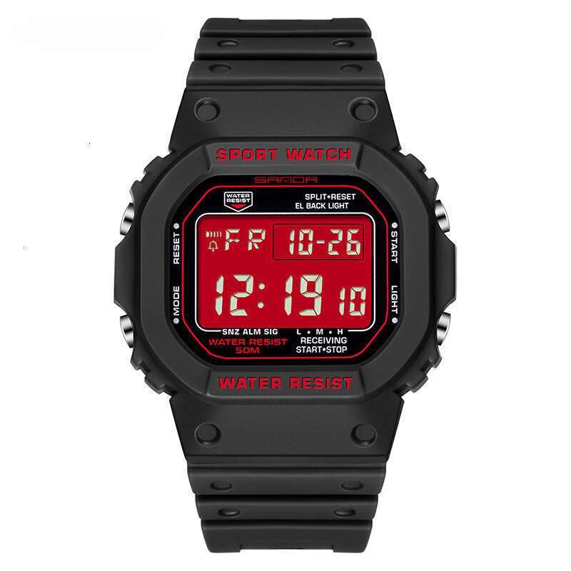 DHwatches Sanda Square Single Display Electronic Watch Multifunctional Alarm Clock Luminous Outdoor Sports Waterproof Student Wristwatch